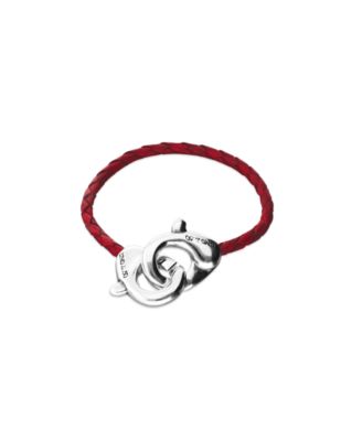 Red Leather Interlocked Carabiner Rigid Bracelet