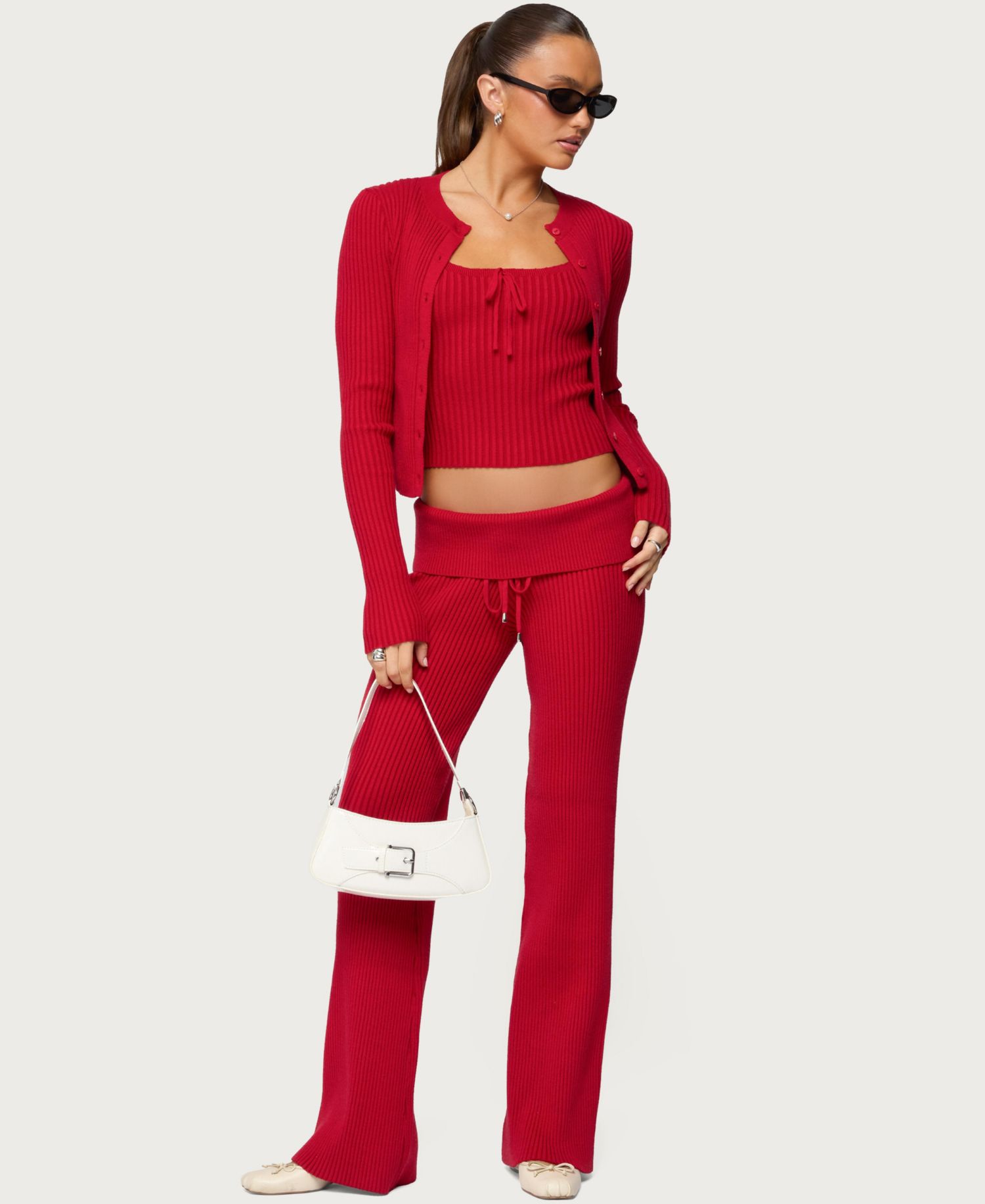 Women's Adannah Ribbed Knit Button Up Cardigan