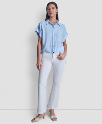 Women's Short-Sleeve Button-Down Top