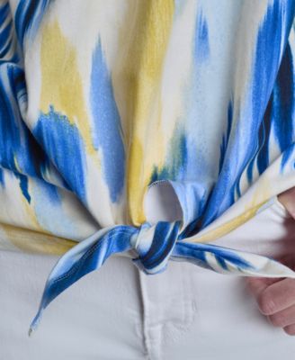 Women's Abstract Print Tie-Waist Top