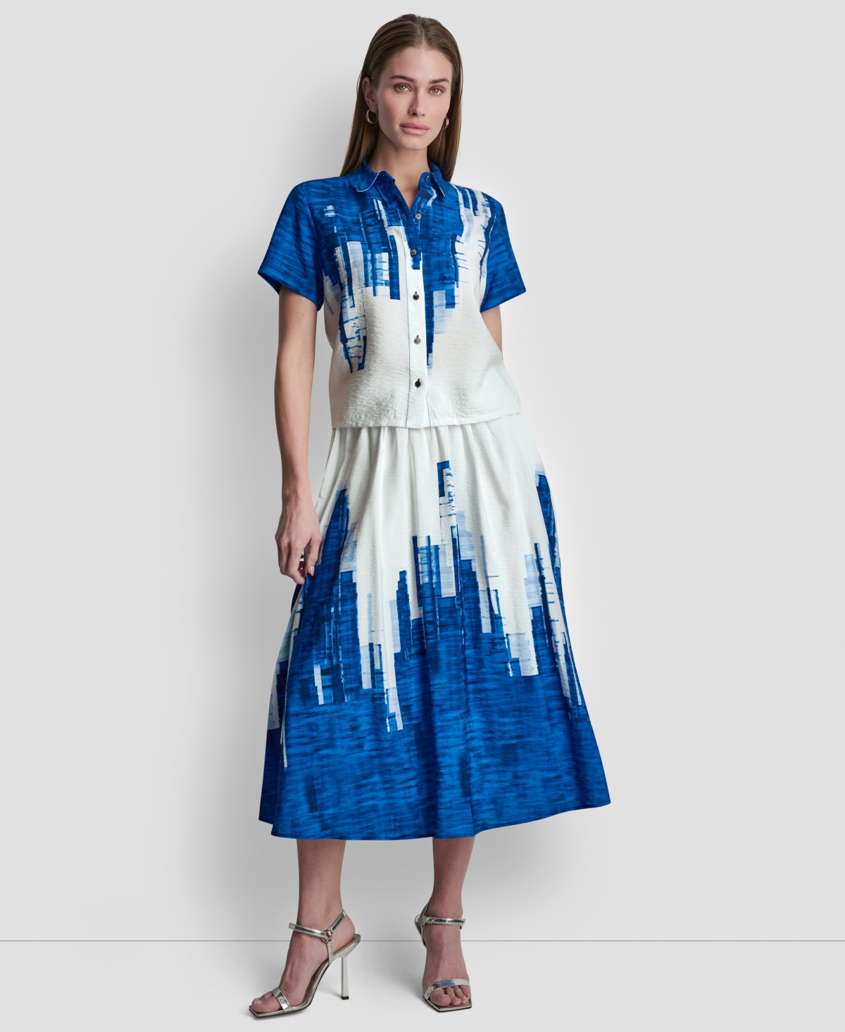 Dkny Women's Printed Short-Sleeve Camp Shirt