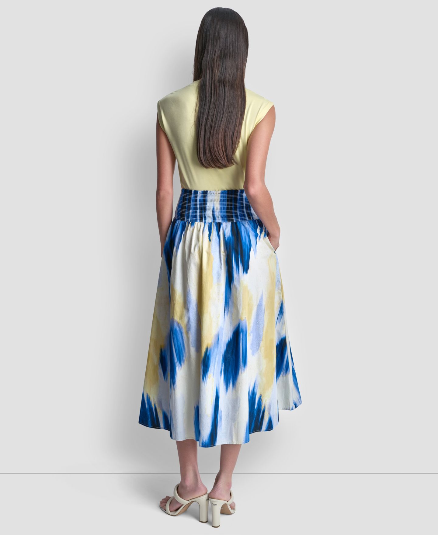Женская юбка DKNY Abstract Geometric Print Midi, цвет: Sunlit Shoreline — фото 6