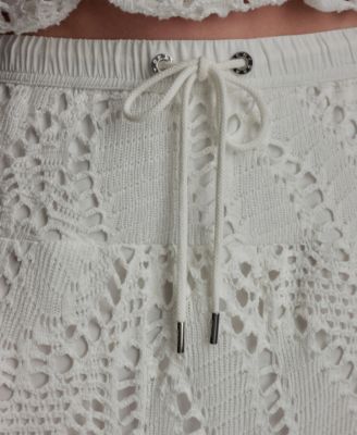 Women's Crochet Leaf Pull-On Midi Skirt