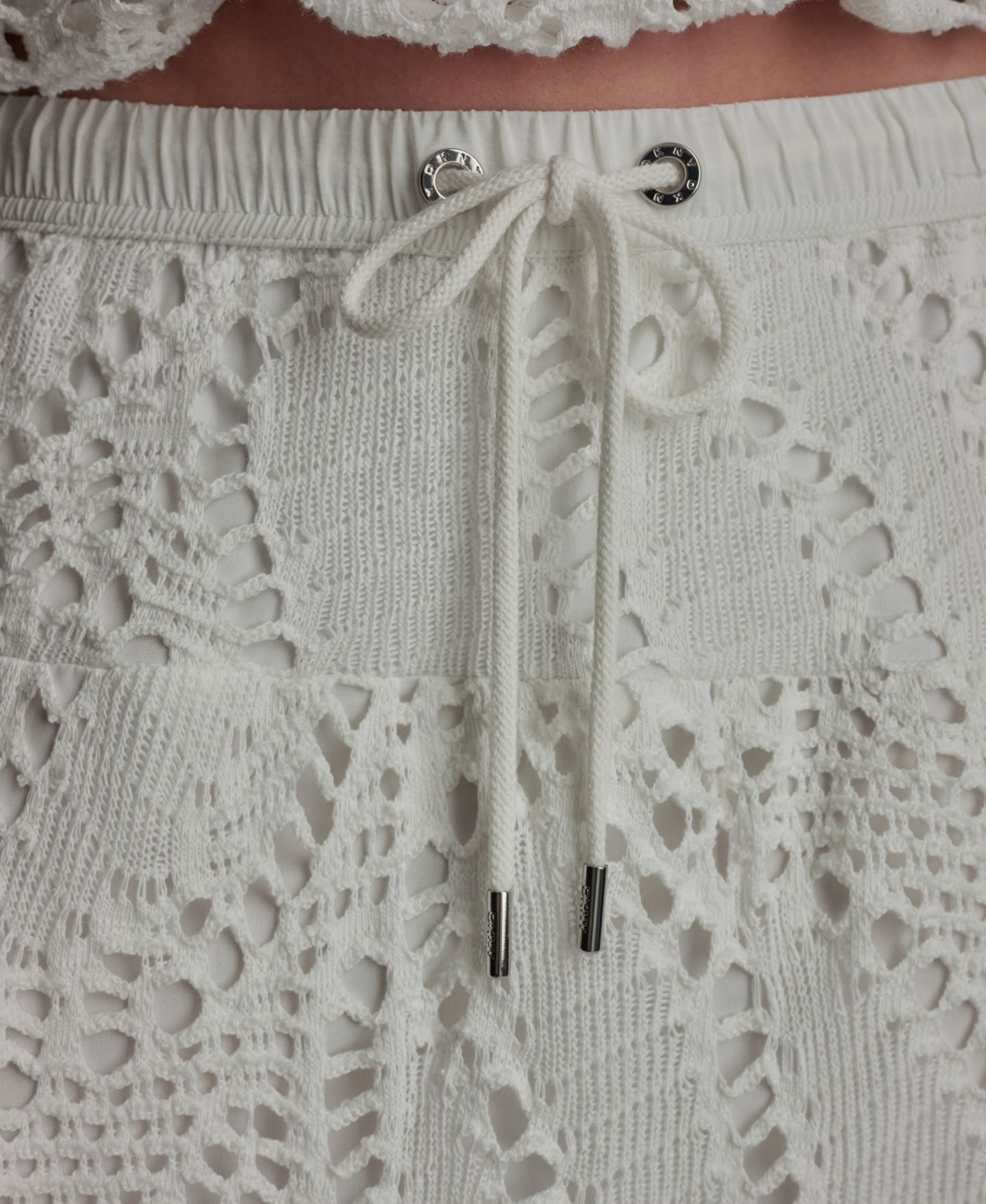 Женская юбка DKNY Crochet Leaf Pull-On Midi, цвет: Слоновая кость — фото 4