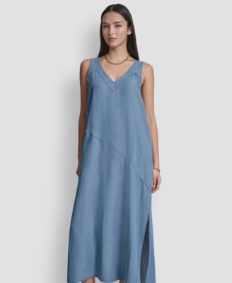 Women's Sleeveless V-Neck Side-Slit Dress