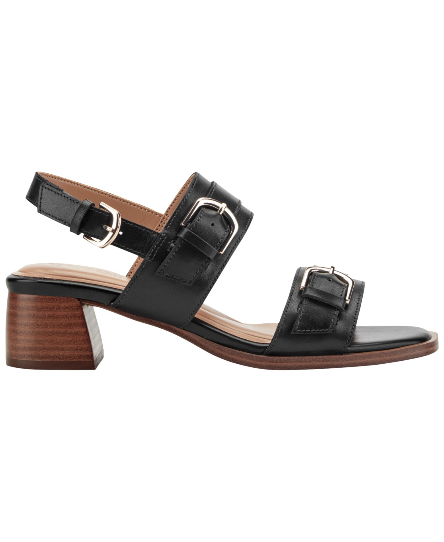 Женские сандалии Easy Spirit Hadiya eFlex Tailored Block Heel Dress Sandals, цвет: Чёрный кожаный — фото 2