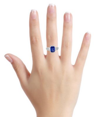 Tanzanite (1.85 ct. t.w.) & Diamond (0.41 ct. t.w.) Ring in 14k White Gold (Also Available in Emerald)