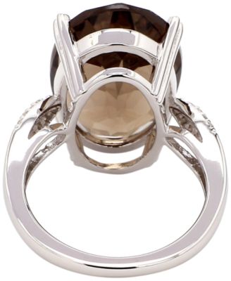 Smokey Quartz (11 ct. t.w.) & White Topaz (0.11 ct. t.w.) Ring in Sterling Silver