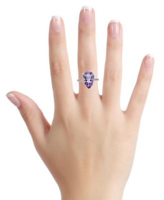 Pink Amethyst (6.50 ct. t.w.) & White Topaz (0.10 ct. t.w.) Ring in Sterling Silver (Also Available in Green Amethyst)