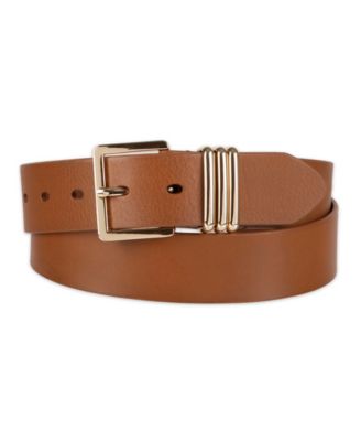 Women's Triple-Metal Strap Keeper Casual Leather Belt