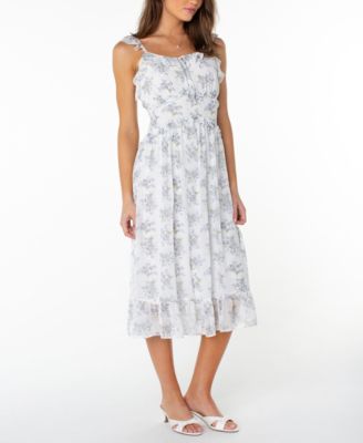 Juniors' Ruffle-Trim Sleeveless Midi Dress