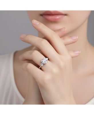 Sparkling Sterling Silver CZ Three-Stone "I Love You" Ring