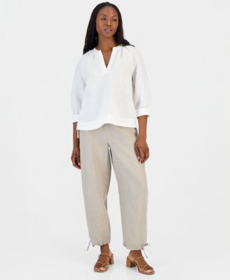 Petite 3/4-Sleeve Linen Shirt