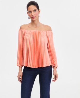 Women's Off-The-Shoulder Pleated Blouse
