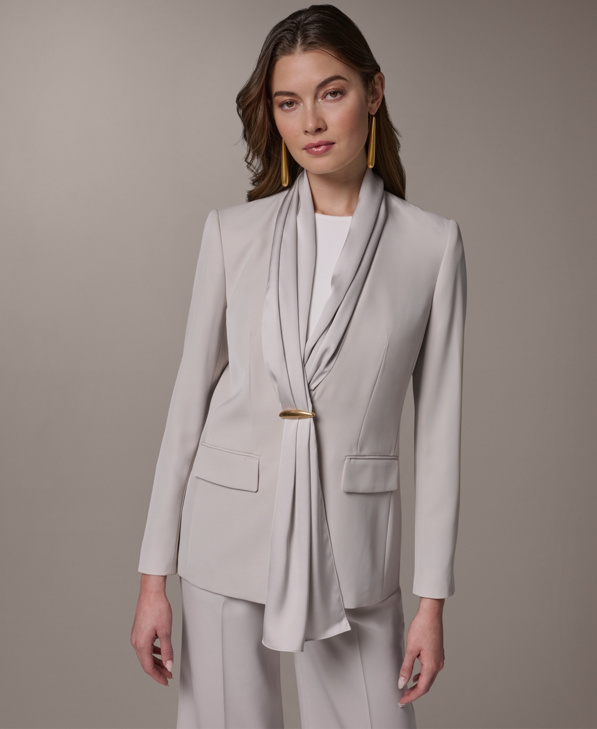 Donna Karan New York Petite Shawl Collar Long-Sleeve Jacket