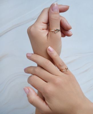 Diamond Three Stone Cuff Ring (1/10 ct. t.w.) in 10k Gold or 10k White Gold