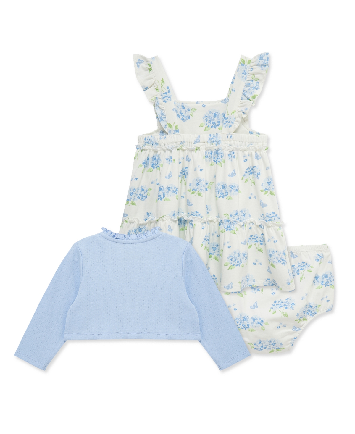 Little Me Baby Girls' Floral Print Dress, Cardigan and Diaper Cover, 3-Piece Set