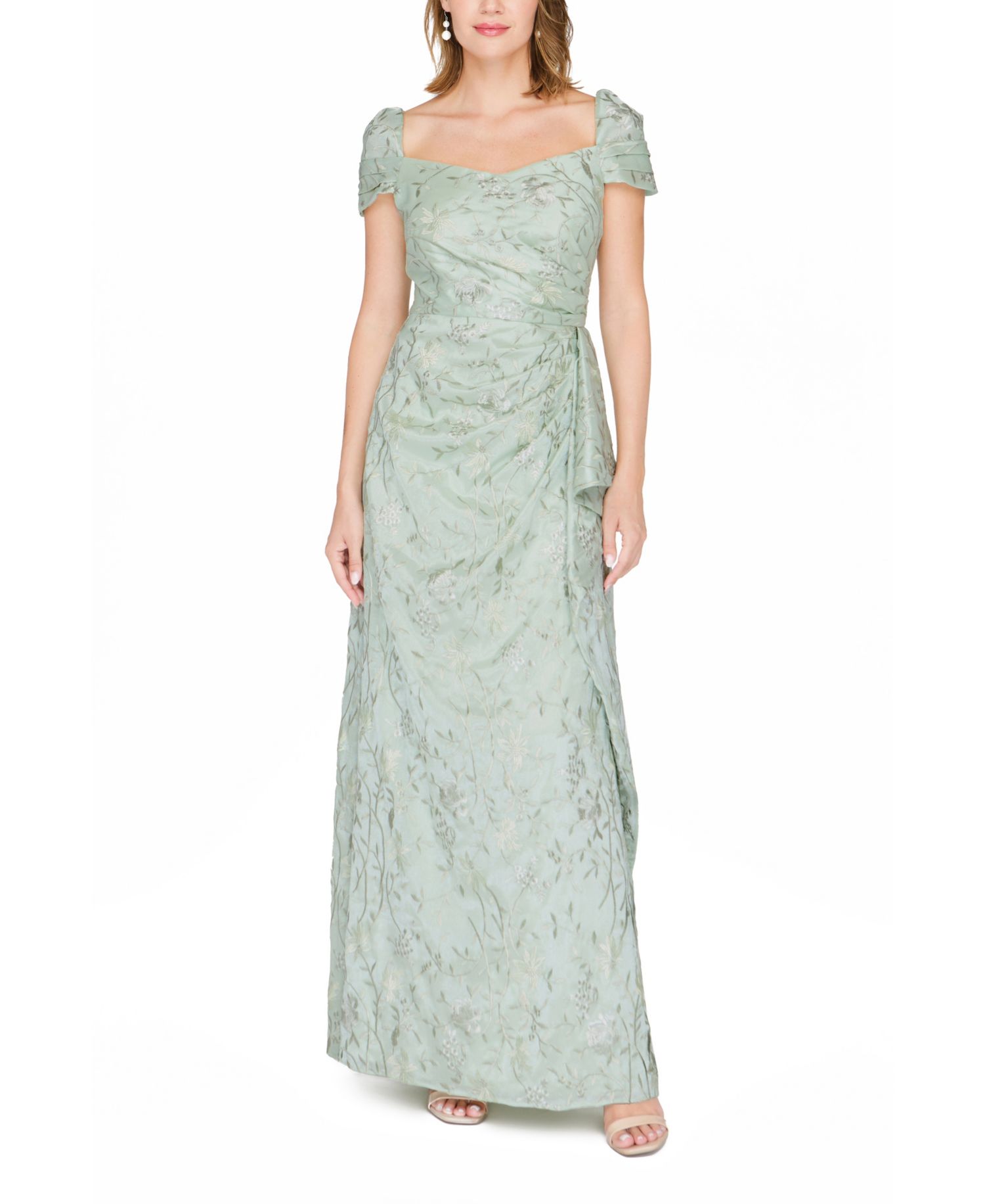 Women's Sweetheart Neck Cascade Detail Gown