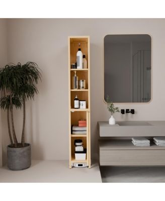 Natural bamboo large capacity thin and tall cabinet