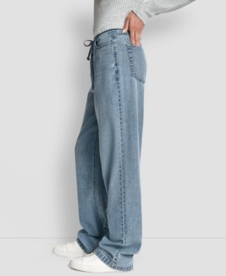 Petite Mid-Rise Flowy Relaxed Fit Straight Pants