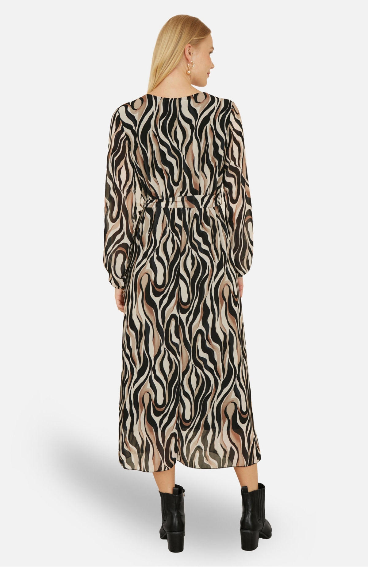Yumi Women's Animal Swirl Midi Wrap Dress