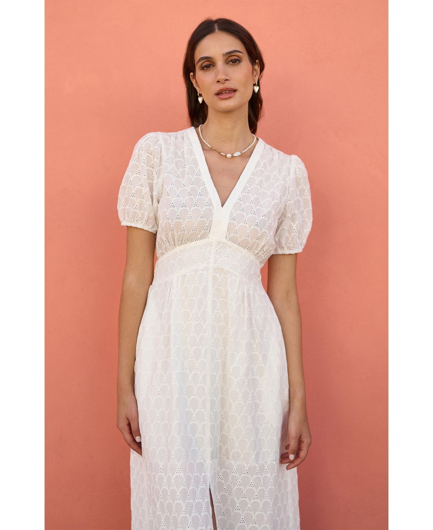 Женское платье Yumi Broderie Anglaise Midi, цвет: Белый — фото 6