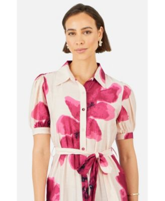 Women's Scattered Floral Shirt Dress