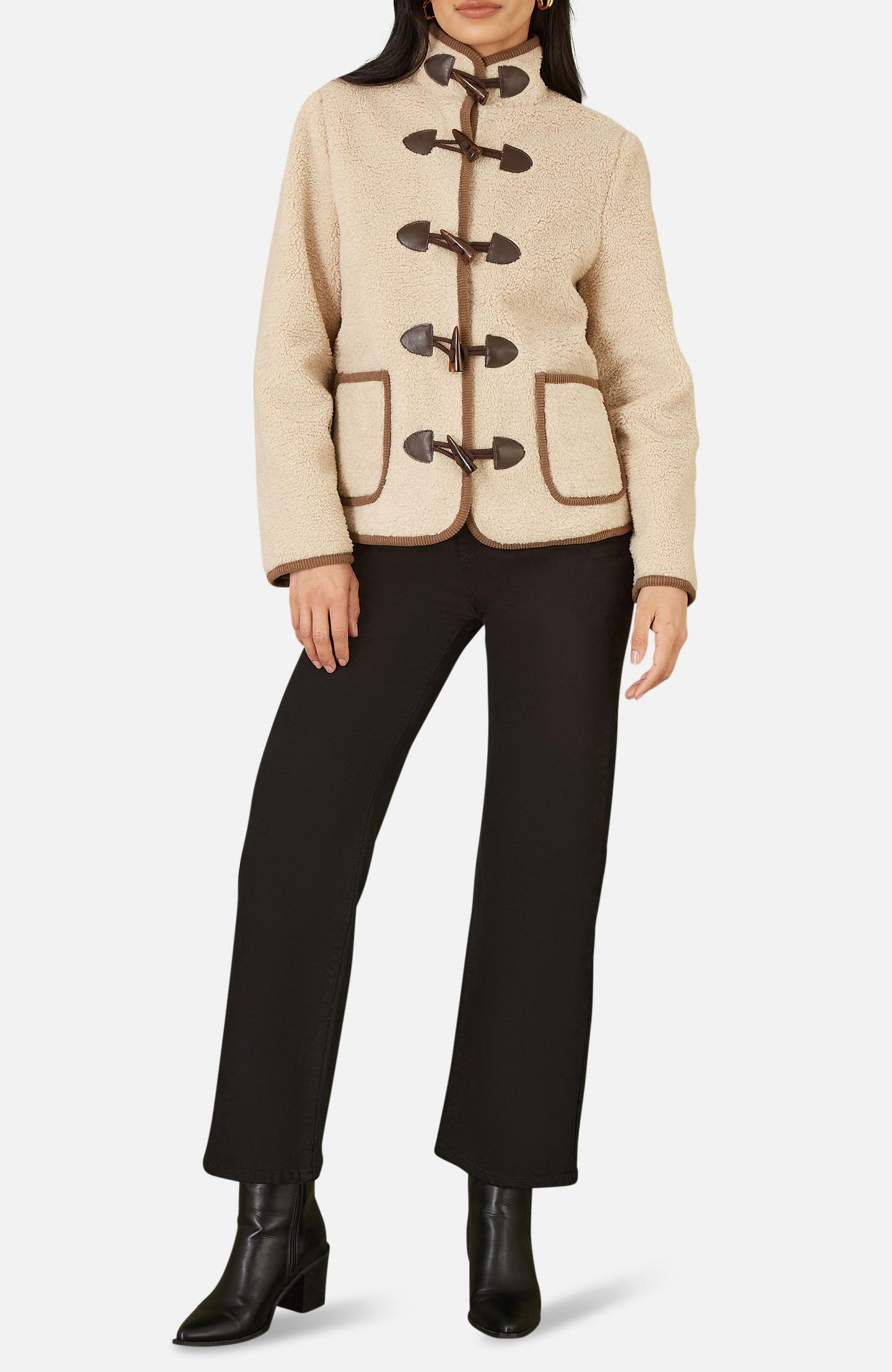Женская куртка Yumi Faux Leather Button Detail, цвет: Кремовый — фото 7