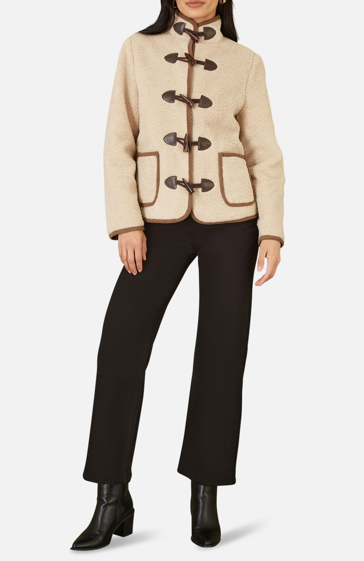 Women's Faux Leather Button Detail Jacket
