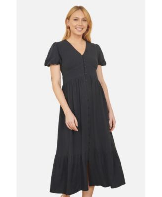 Women's Viscose Button Through Midi Dress
