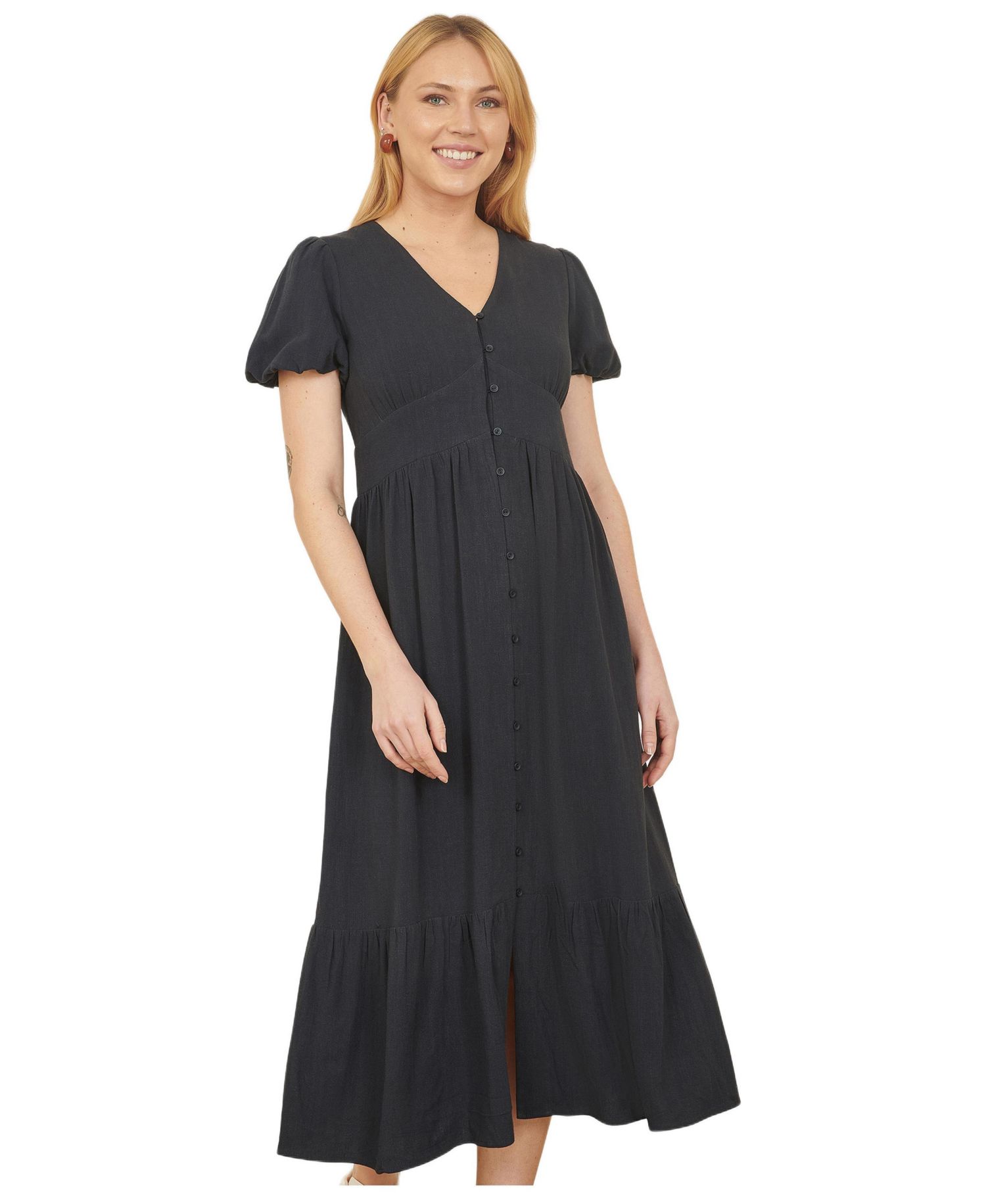 Women's Viscose Button Through Midi Dress
