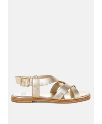 Women's Doata Metallic Genuine Leather Buckled Flats