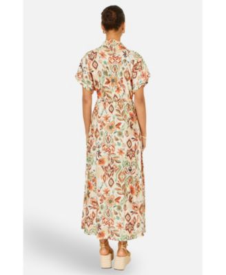Women's Relaxed Boho Print Maxi Shirt Dress