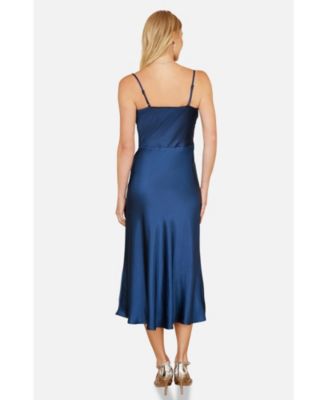 Women's Satin Cowl Neck Midi Dress