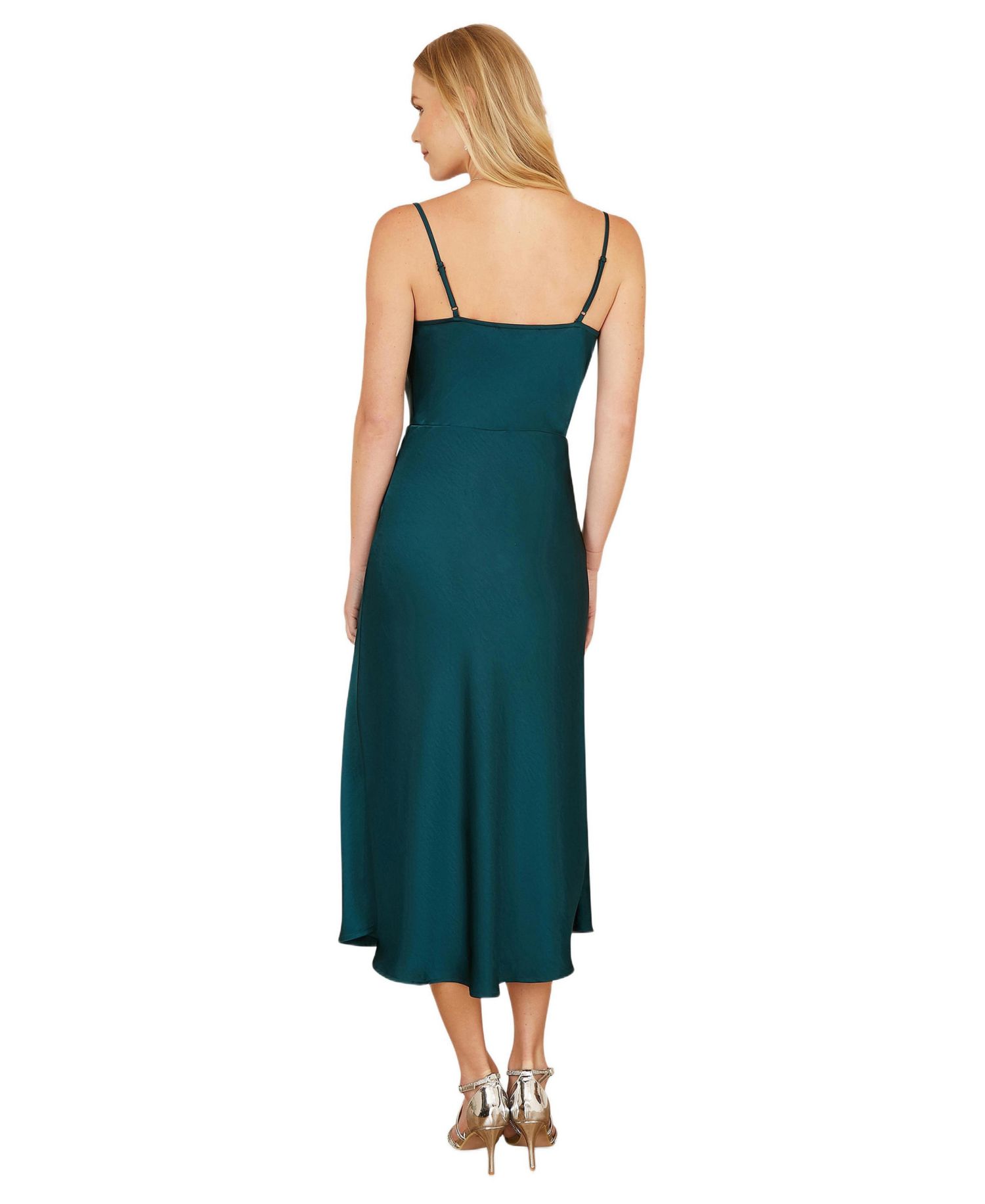 Women's Satin Cowl Neck Midi Dress