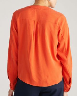 Plus Size Stretch Cupro Button-Down Blouse