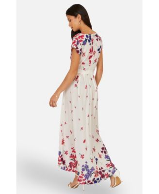 Women's Floral Mirror Dip Hem Wrap Dress