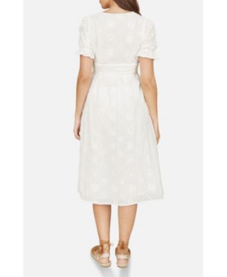 Women's Broderie Anglaise Midi Button Up Dress