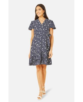 Women's Ditsy Floral Wrap Frill Dress