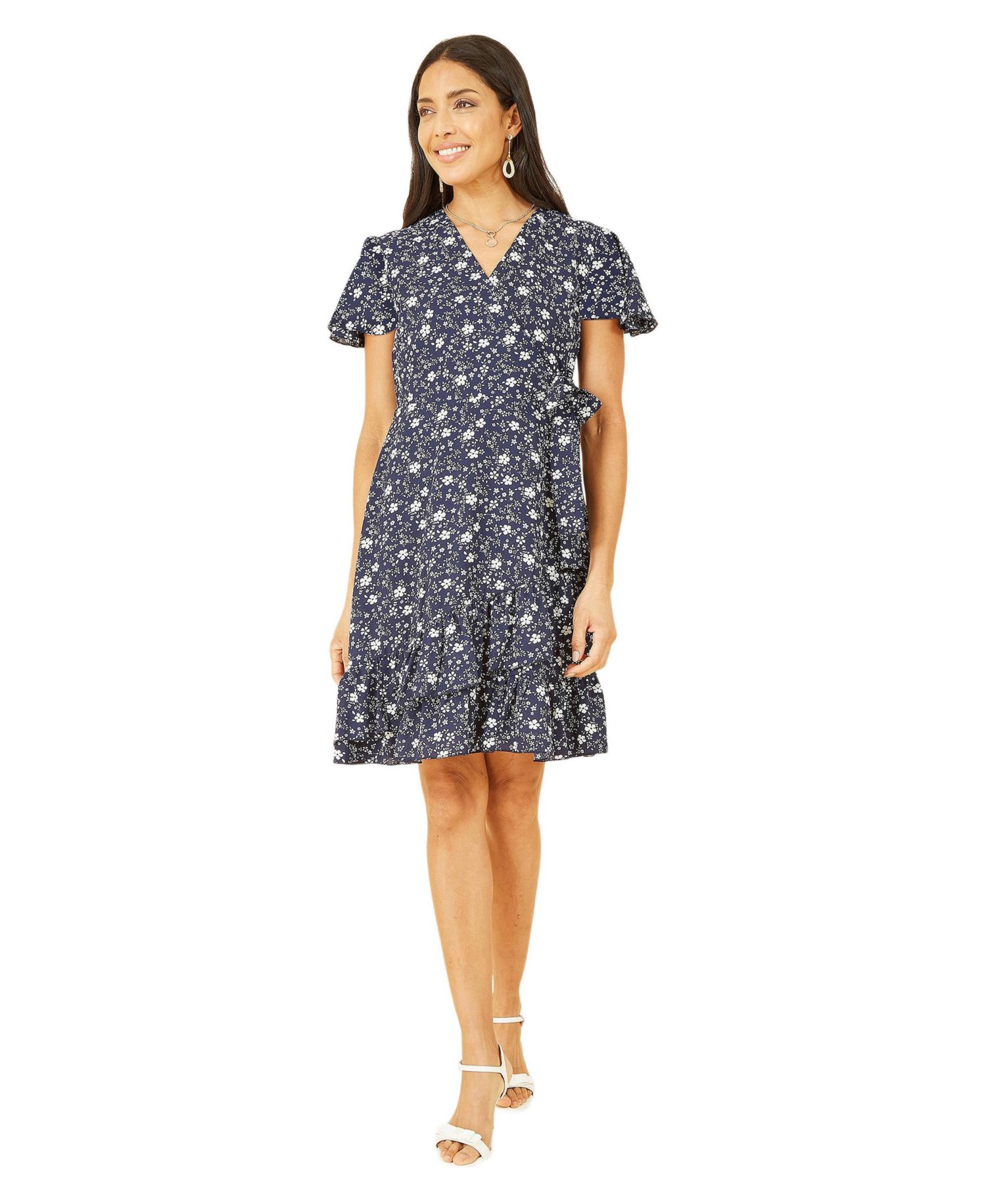 Women's Ditsy Floral Wrap Frill Dress