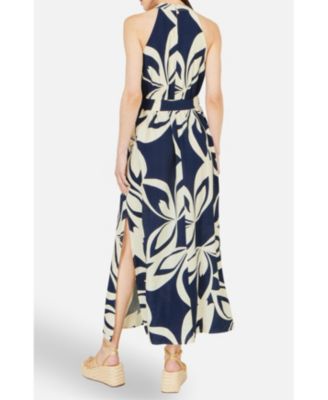 Women's Geo Swirl Print Halter Maxi Dress