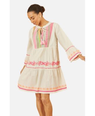 Women's Embroidered Cotton Tunic Dress