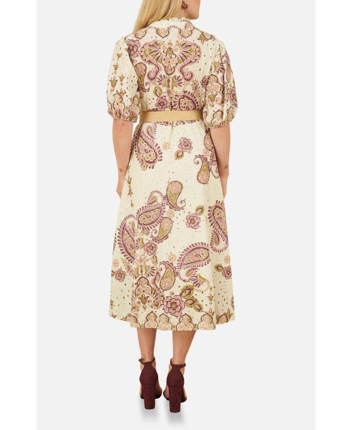 Yumi Women's Broderie Anglaise Cotton Midi Dress