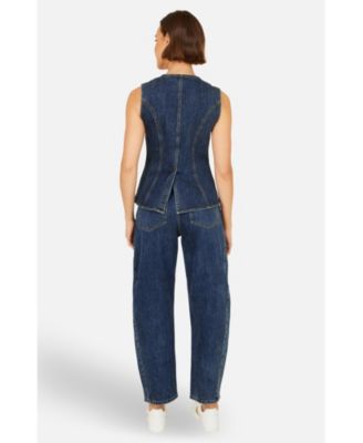 Women's Stretch Long Denim Waistcoat