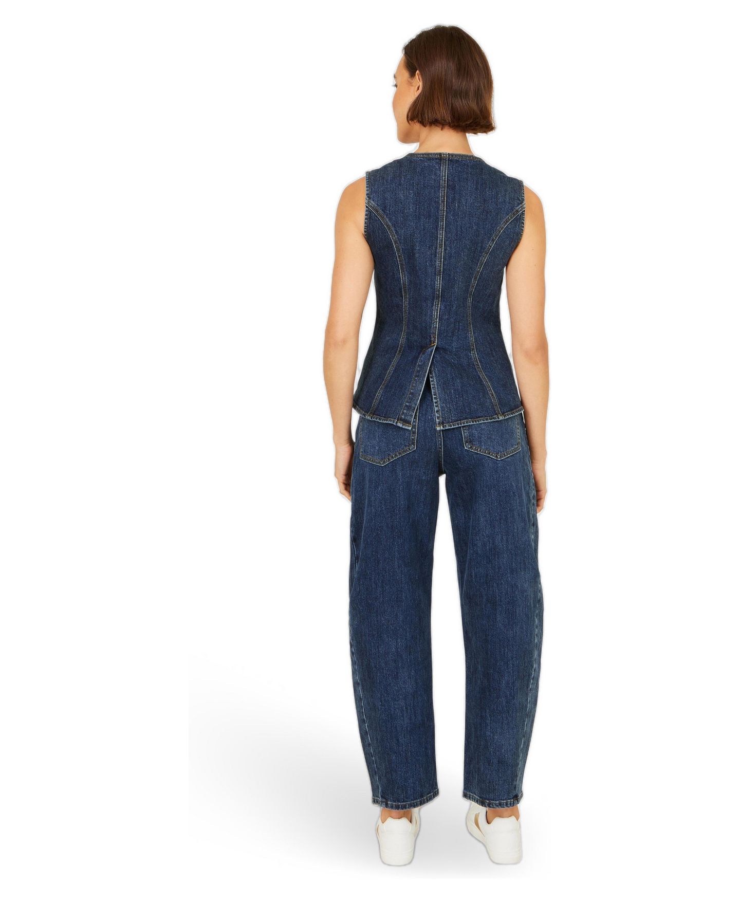Женский топ Yumi Stretch Long Denim Waistcoat, цвет: Синий — фото 3