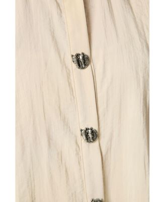 Women's Hooded Shirt with Snap Button Details