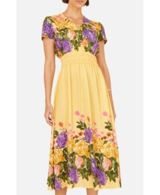 Women's Floral Mirror Print Viscose Midi Dress