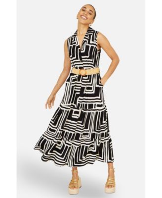 Women's Geo Print Midi Shirt Dress