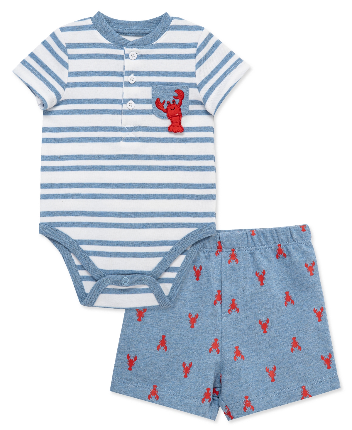 Little Me Baby Boys' Striped Short-Sleeve Bodysuit and Shorts, 2-Piece Set