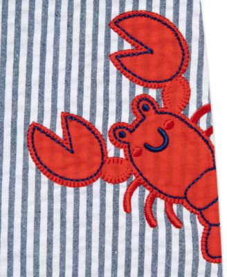 Baby Boys' Lobster Embroidery Sunsuit and Hat, 2-Piece Set